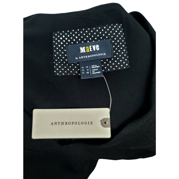 Anthropologie Maeve Black Embroidered Dress Size 6 Boho Chic V-Neck Shift Tunic - Picture 5 of 8